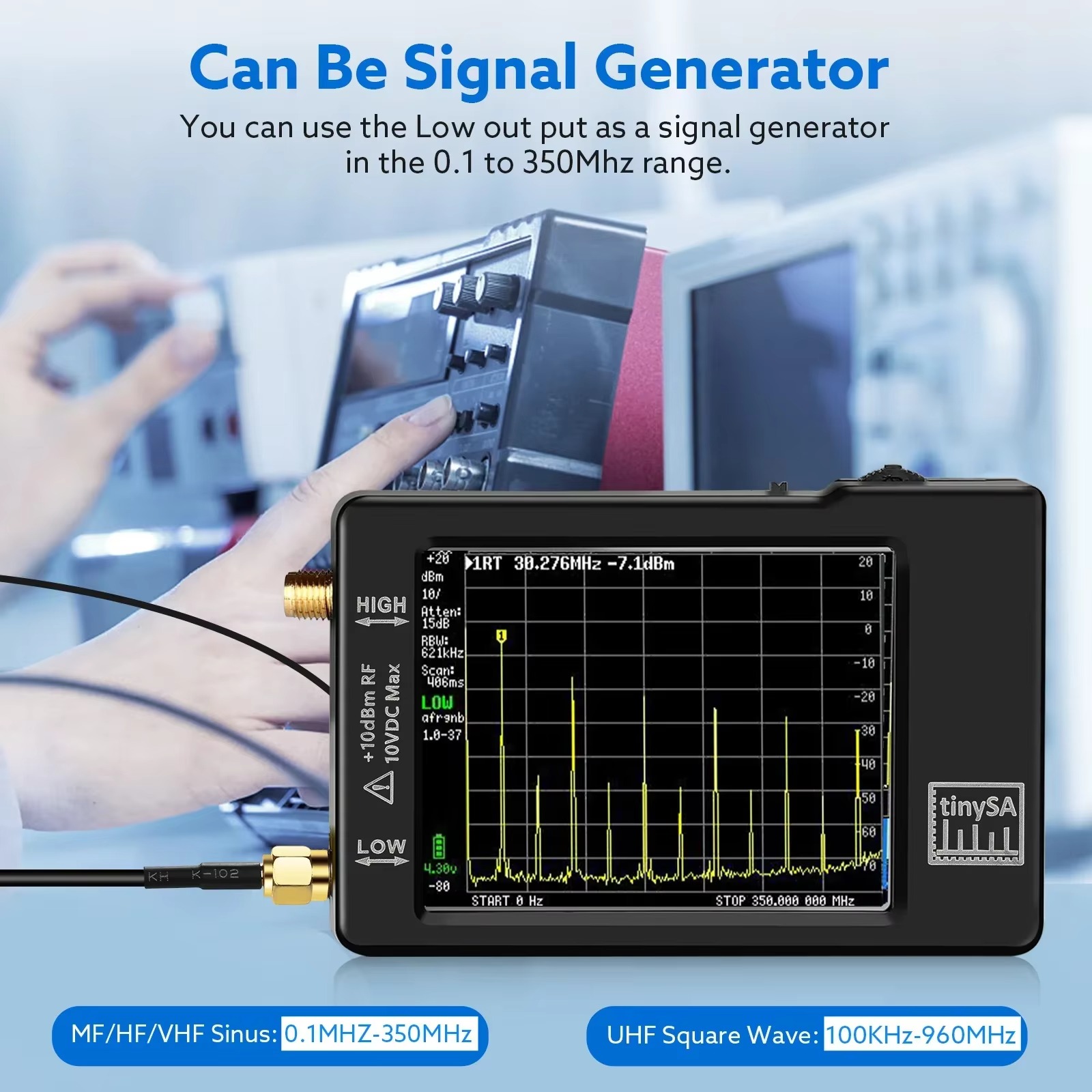 Signal Generator Spectrum Analyzer - Analyseur de spectre miniature amélioré TinySA,